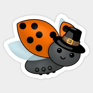 Thanksgiving Ladybug Pilgrim Sticker